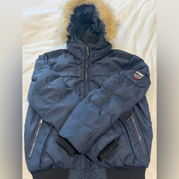 Men’s Pajar Down Filled Bomber Jacket/Coat in size Small/Navy Blue - Picture 3 of 9
